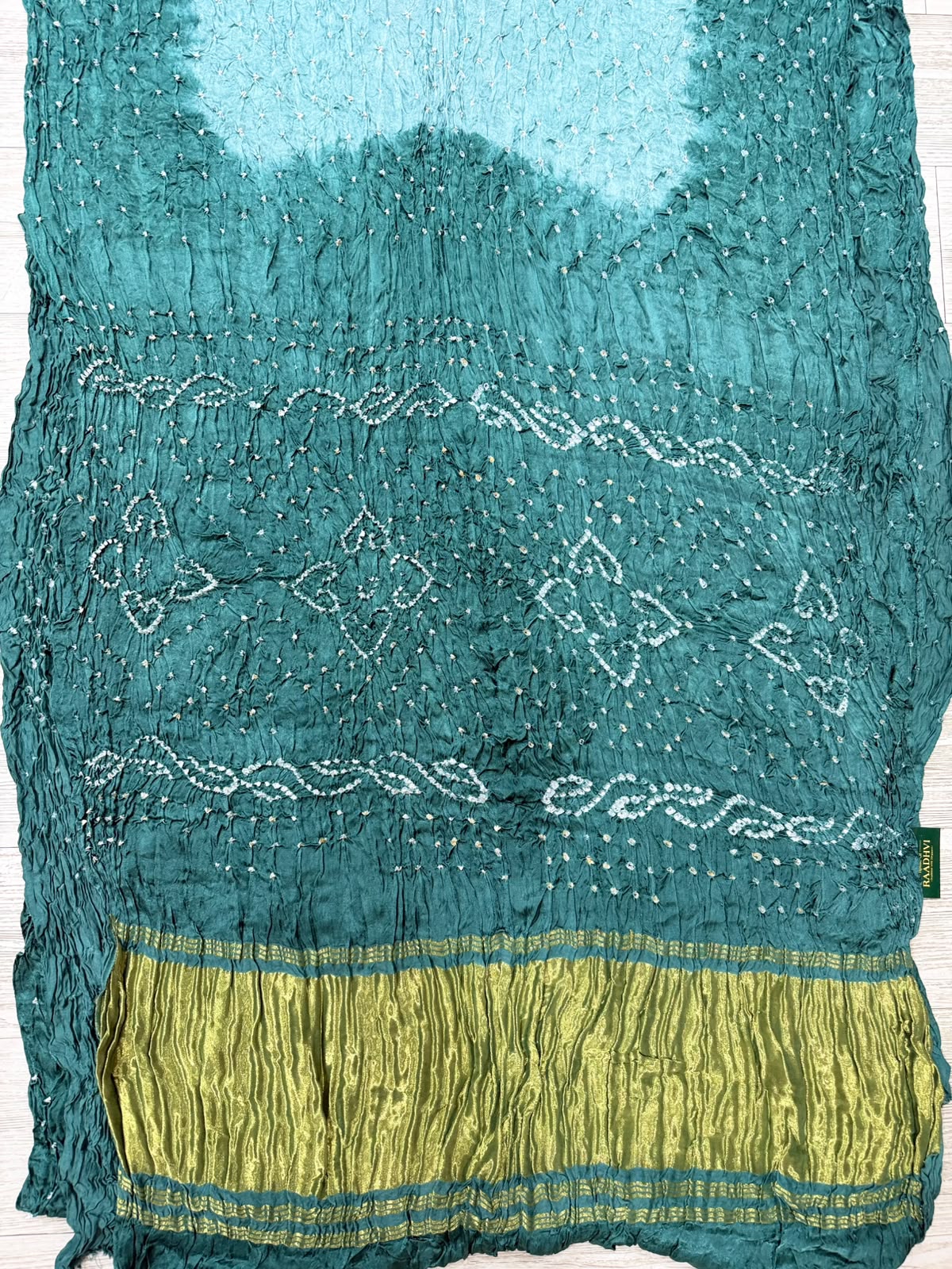 Pastel Green Bandhani Crepe Silk Saree 110