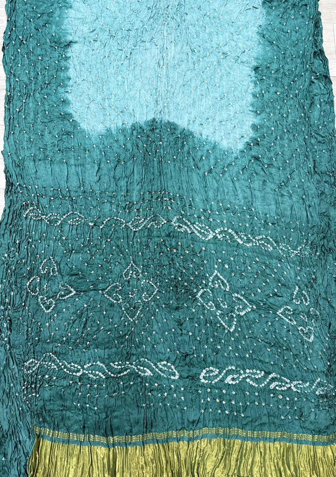 Pastel Green Bandhani Crepe Silk Saree 110