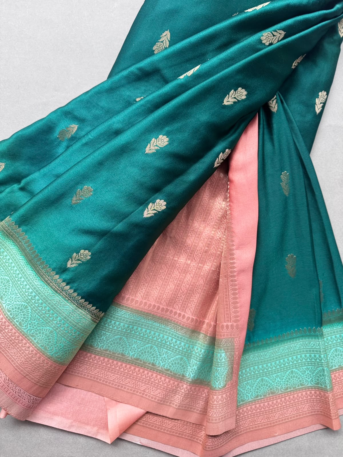 Bottle Green Satin Crepe Saree 110
