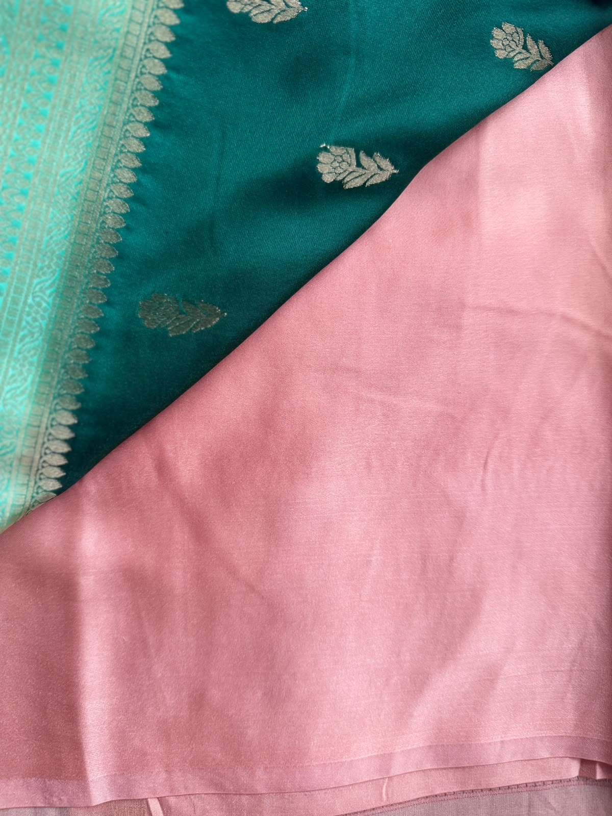 Bottle Green Satin Crepe Saree 110