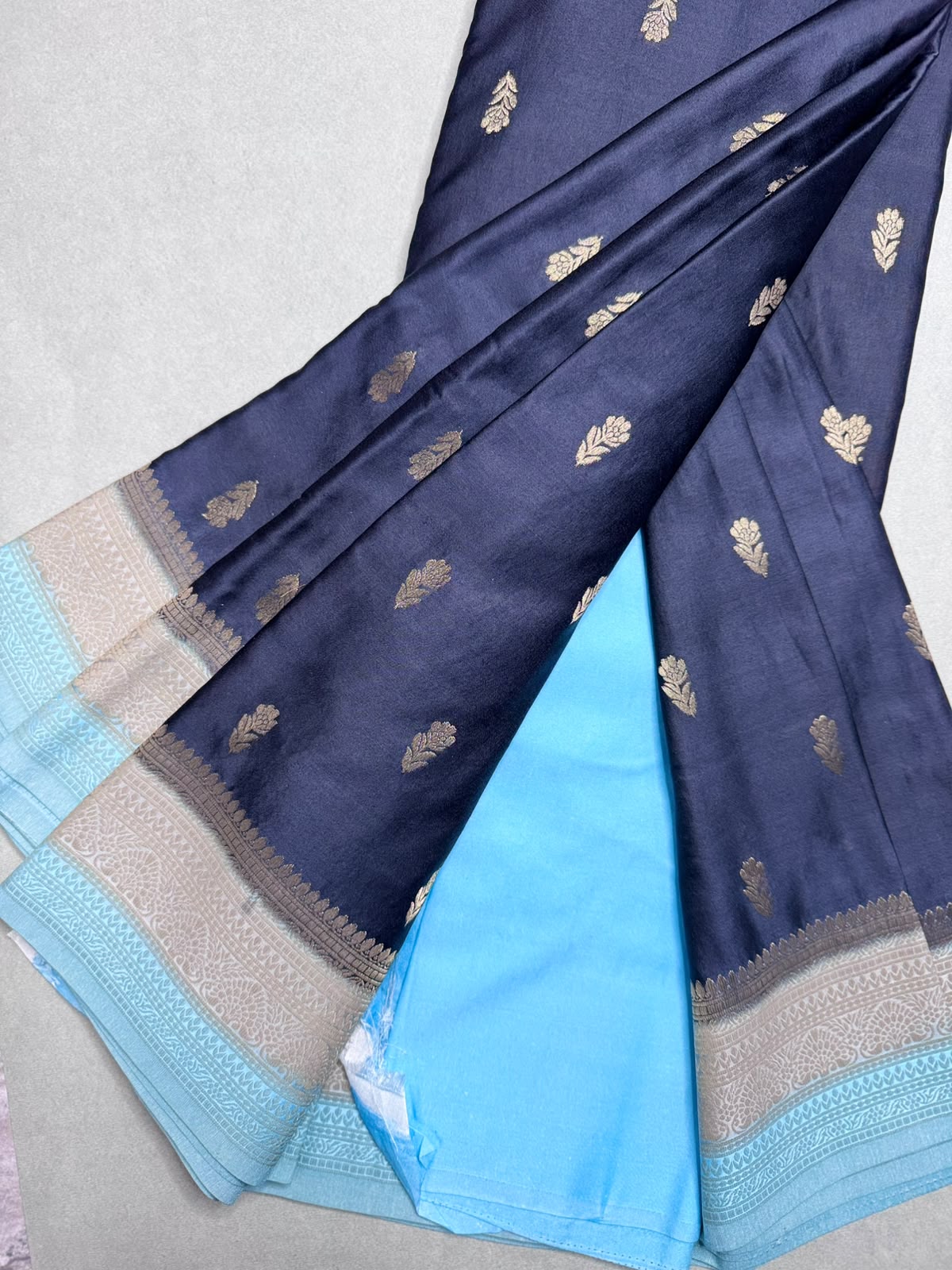 Black Satin Crepe Saree 110