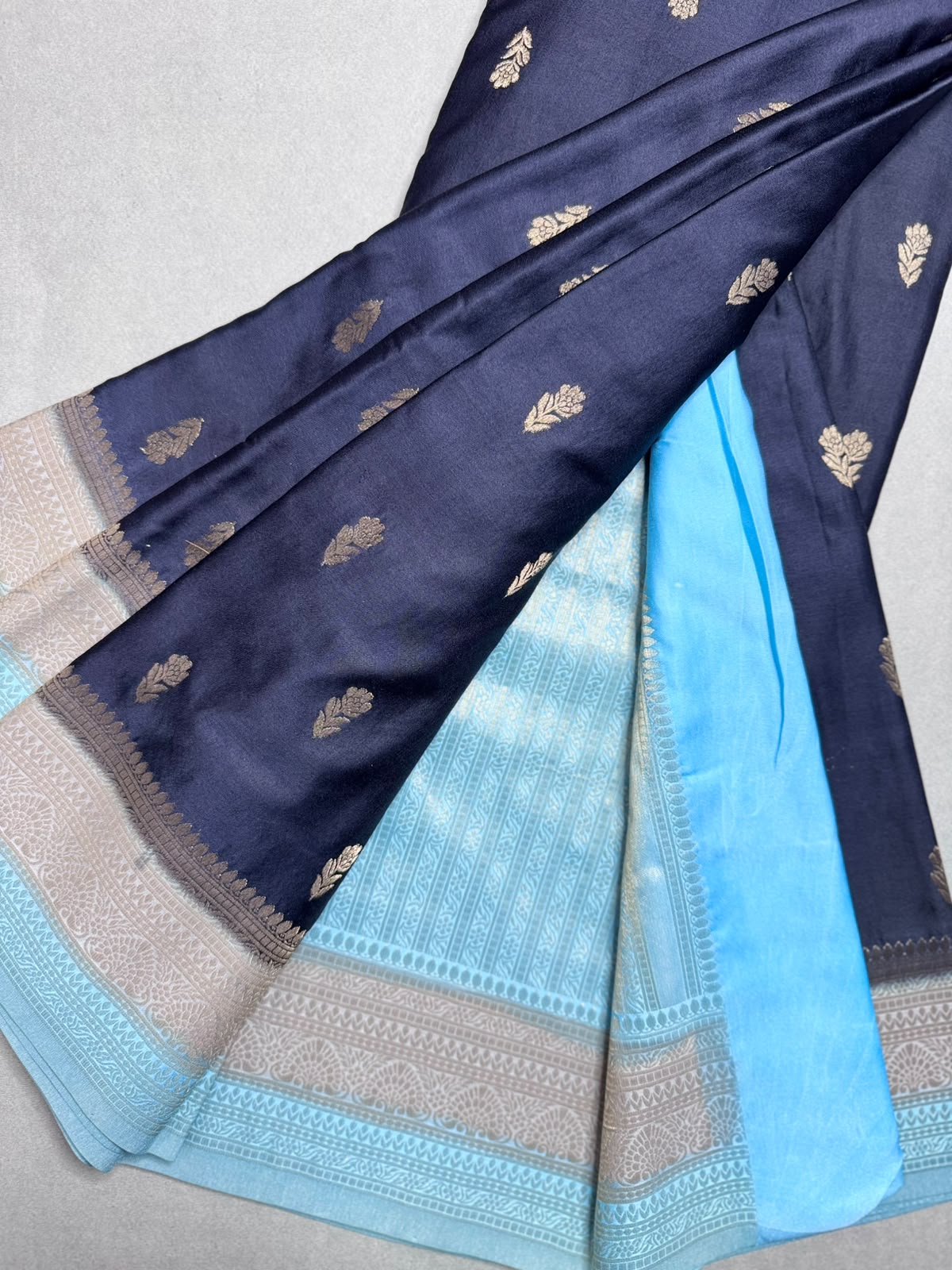 Black Satin Crepe Saree 110