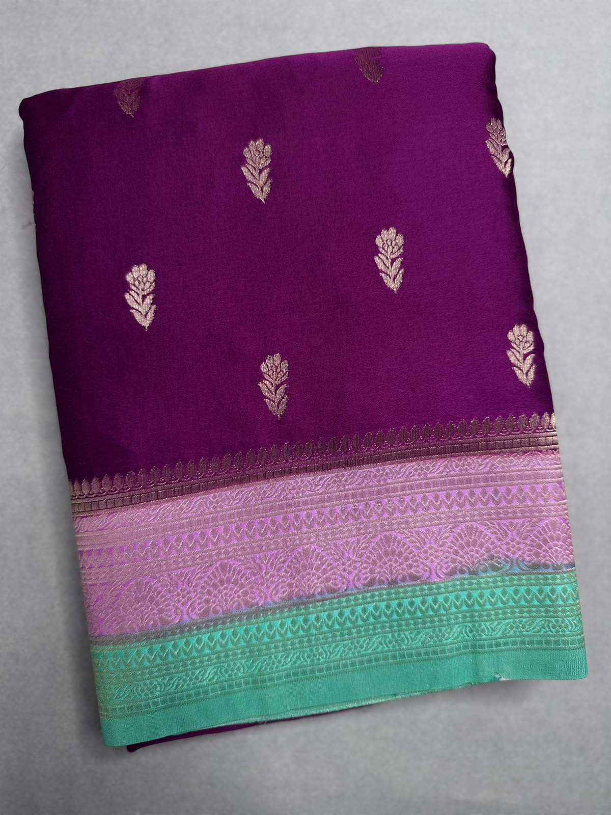 Magenta Satin Crepe Saree 110