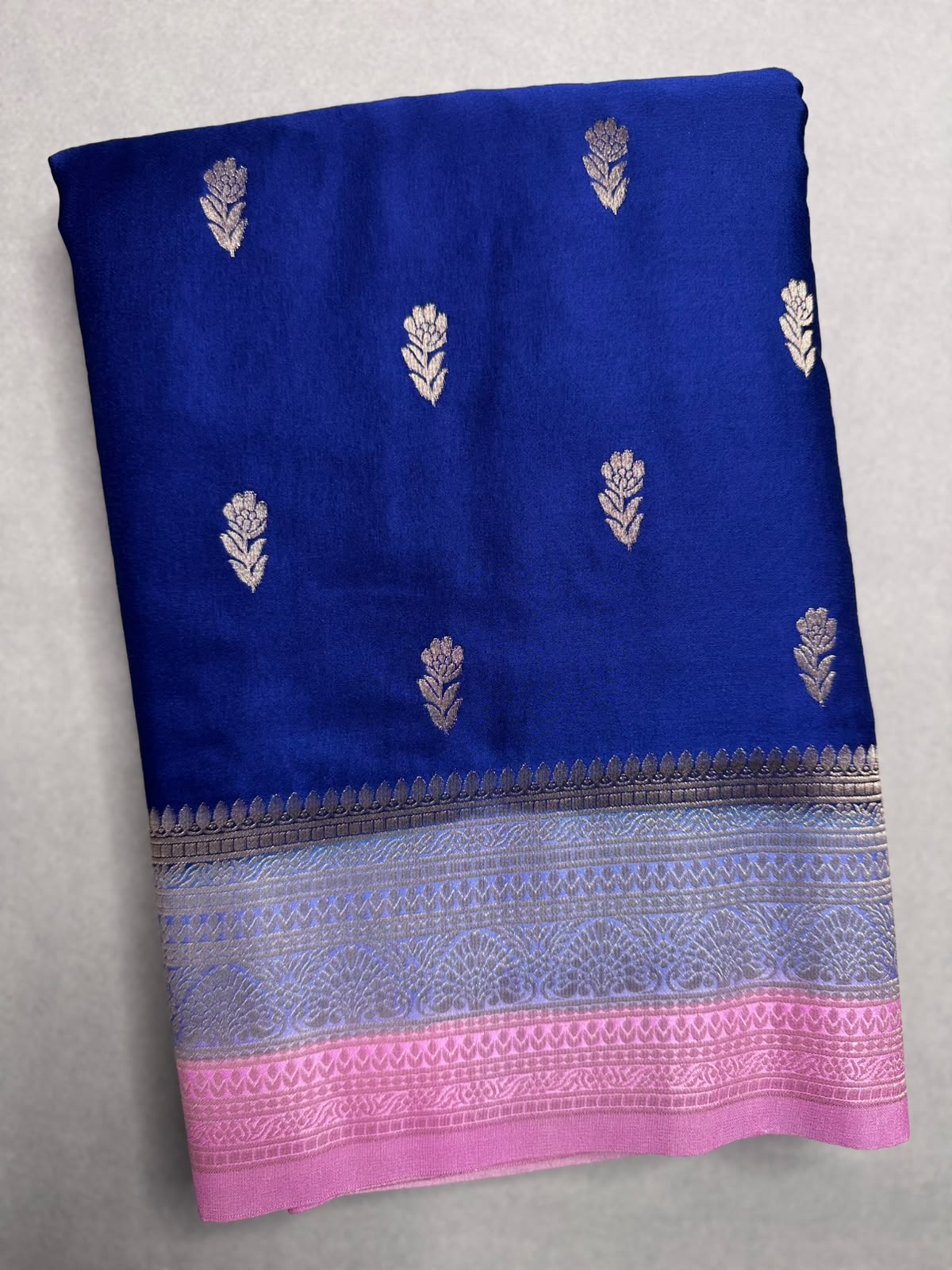 Navy Blue Satin Crepe Saree 110