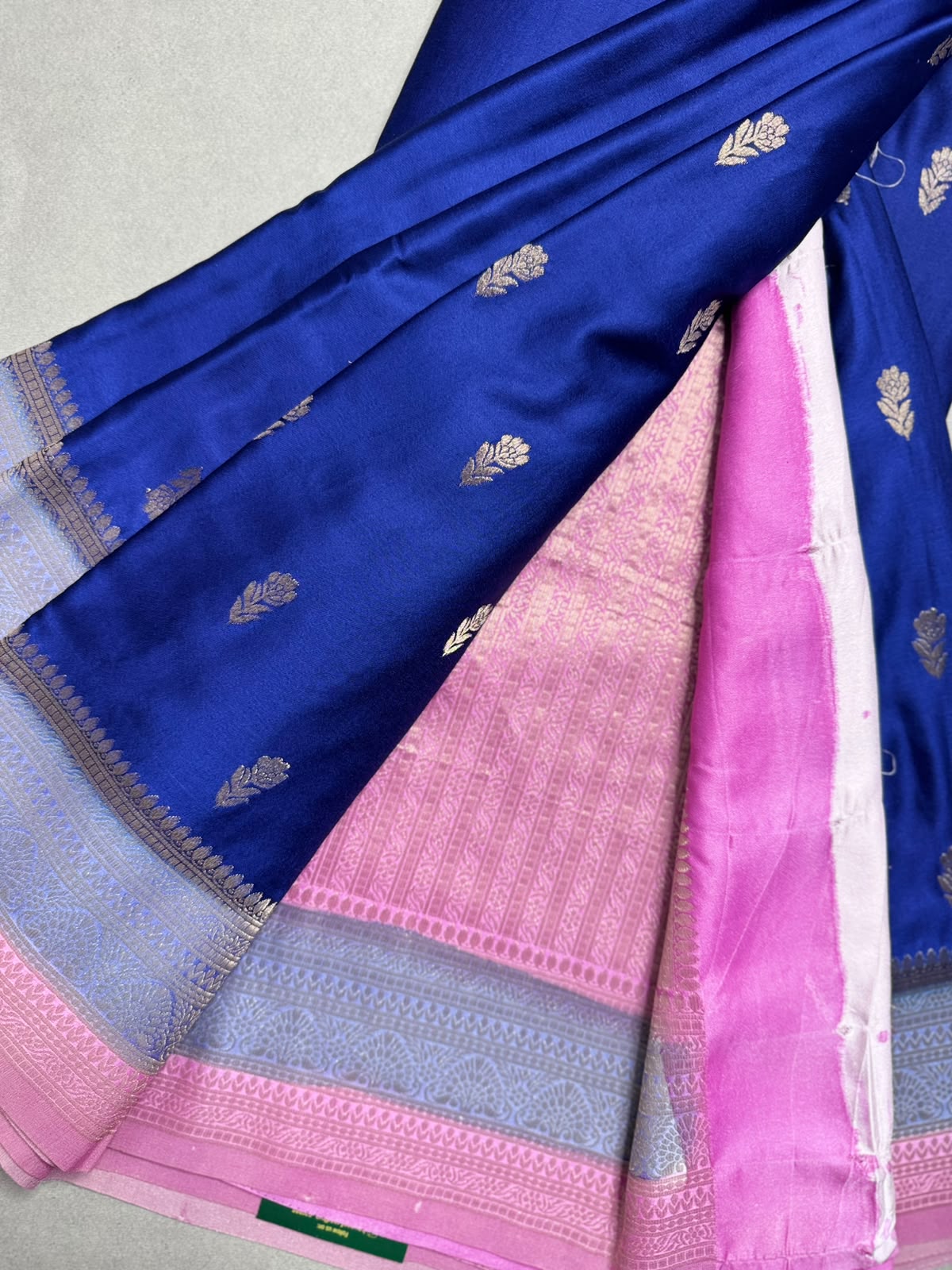 Navy Blue Satin Crepe Saree 110
