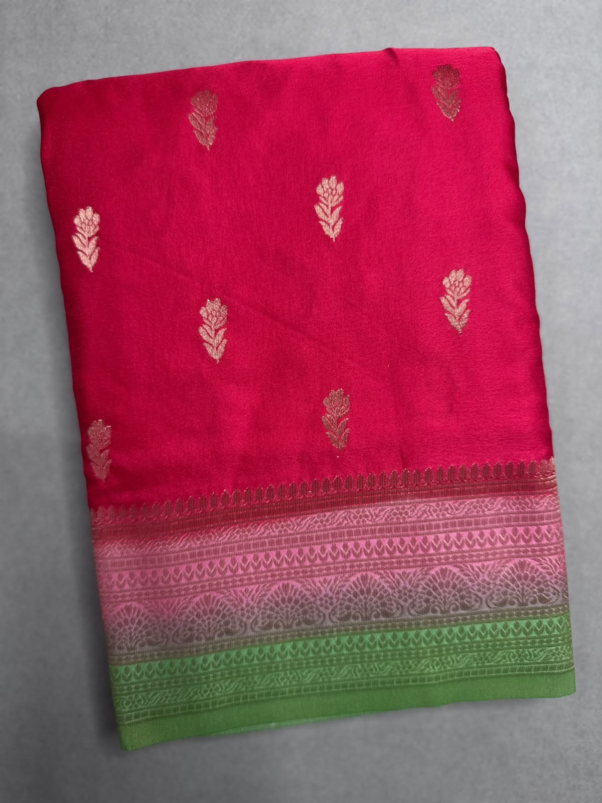 Red Satin Crepe Saree 110