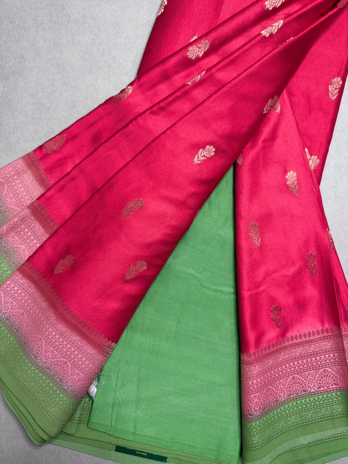 Red Satin Crepe Saree 110