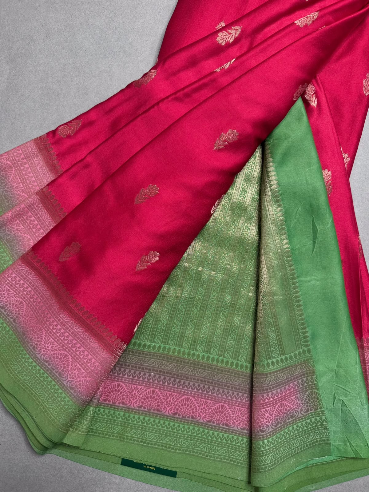 Red Satin Crepe Saree 110
