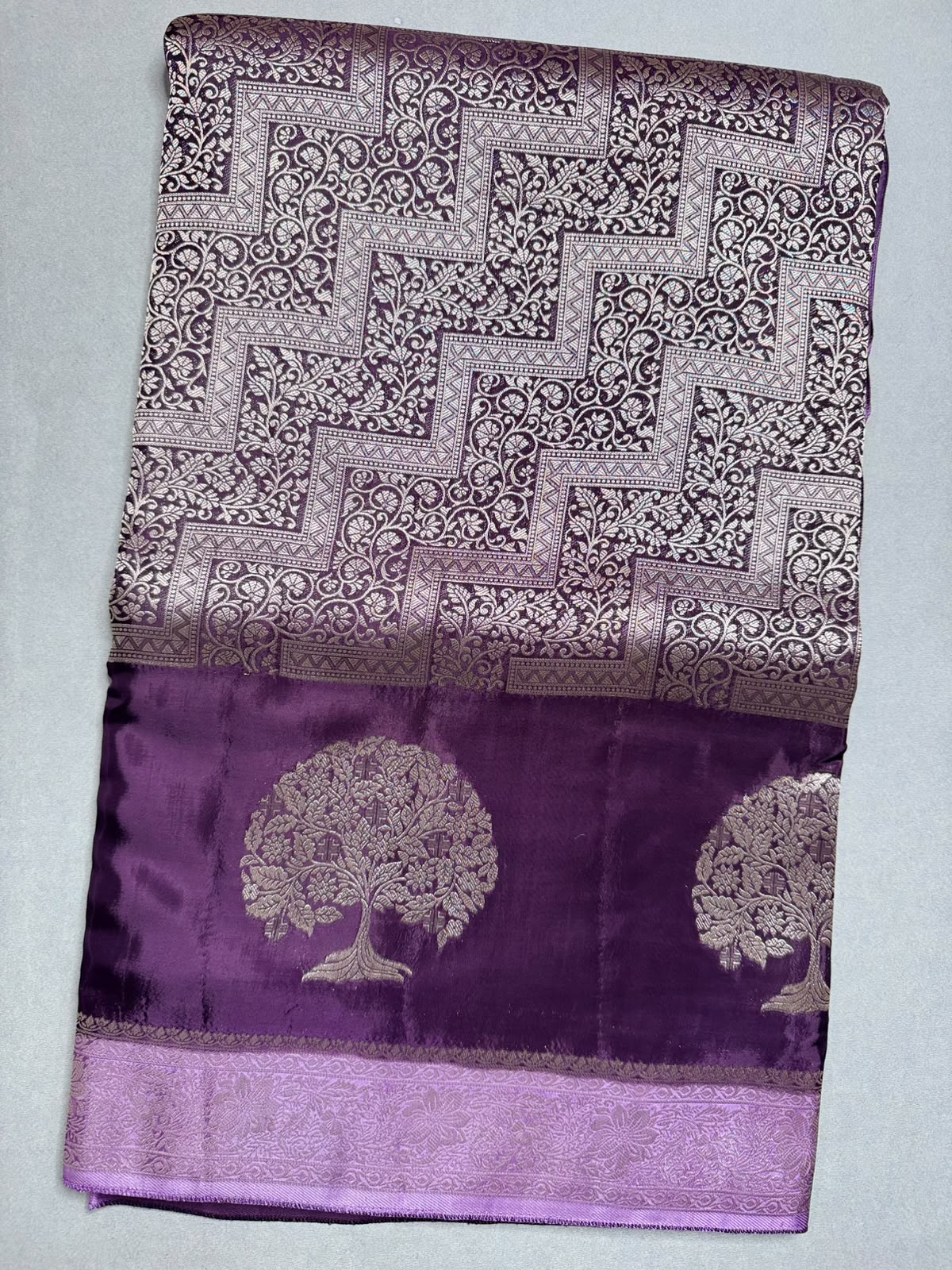 Wine Semi Crepe Saree 110