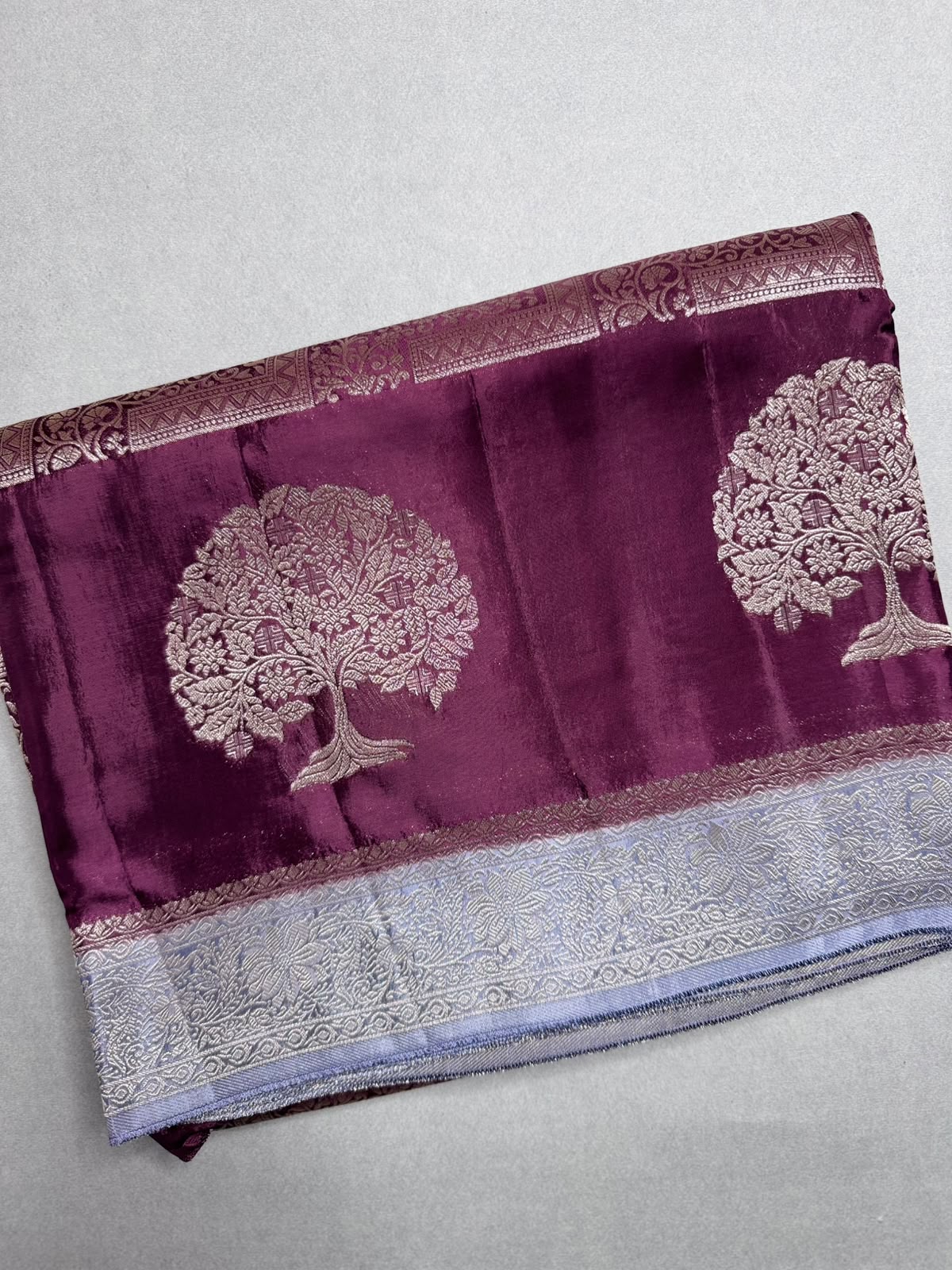 Wine Semi Crepe Saree 110