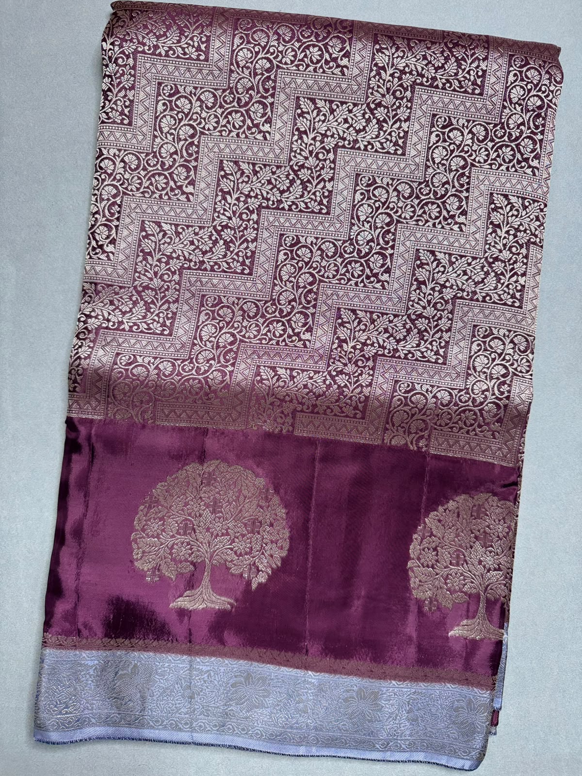 Wine Semi Crepe Saree 110