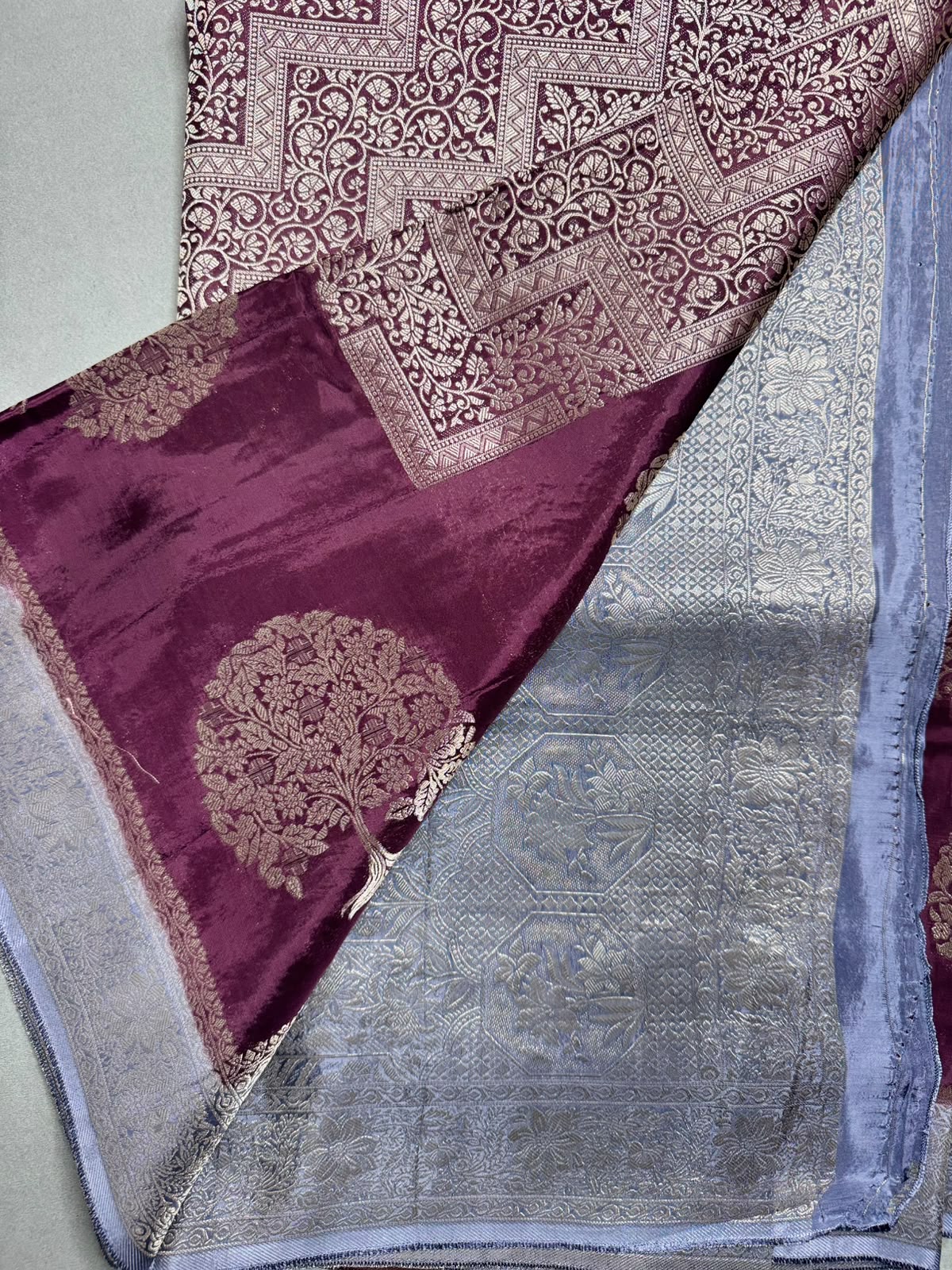 Wine Semi Crepe Saree 110