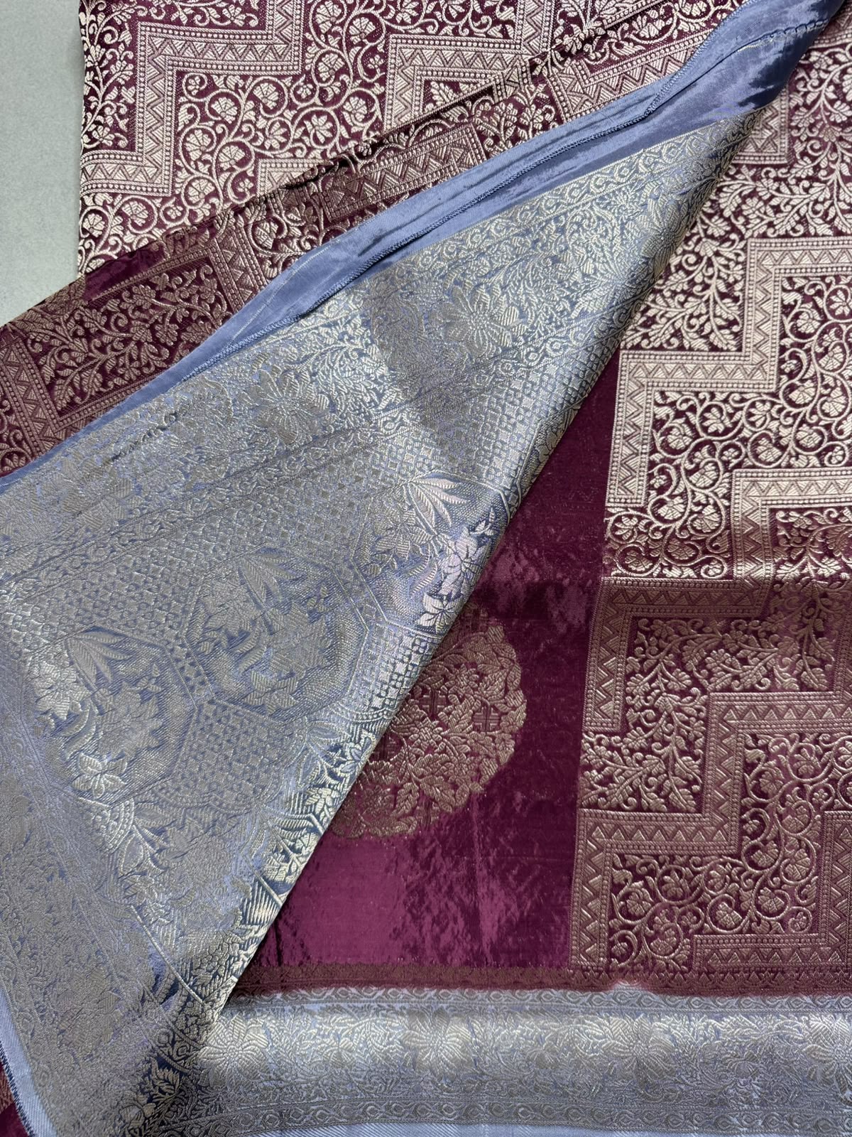 Wine Semi Crepe Saree 110