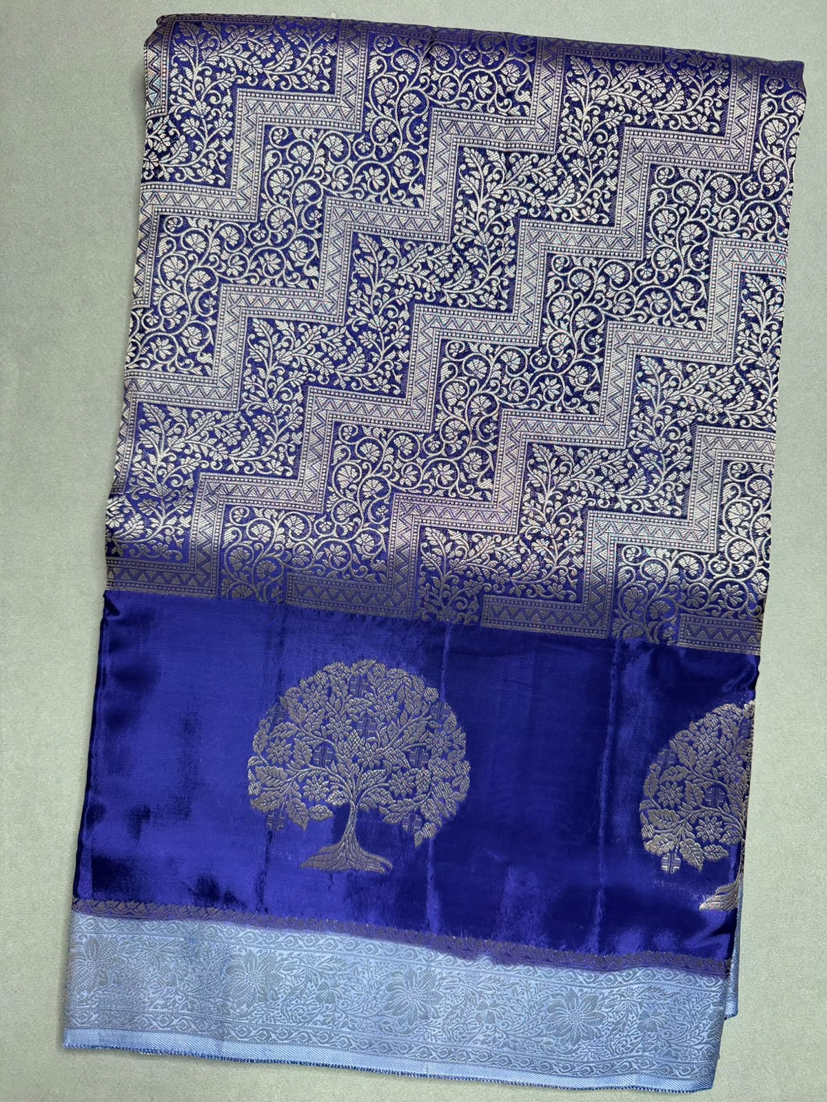 Navy Blue Semi Crepe Saree 110
