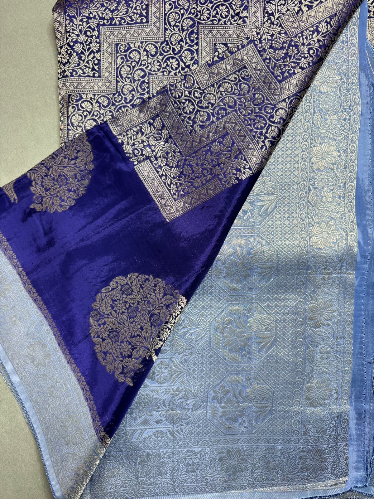Navy Blue Semi Crepe Saree 110