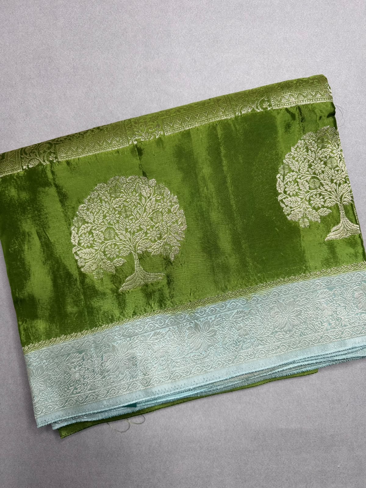 Green Semi Crepe Saree 110