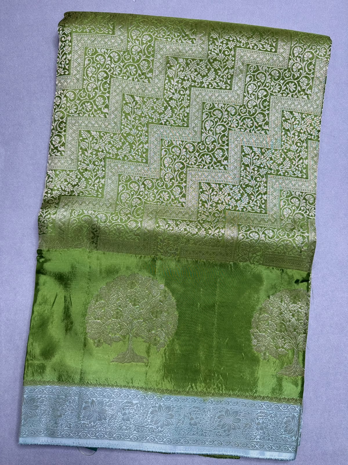 Green Semi Crepe Saree 110