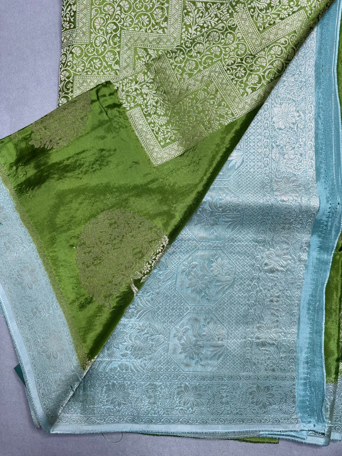 Green Semi Crepe Saree 110