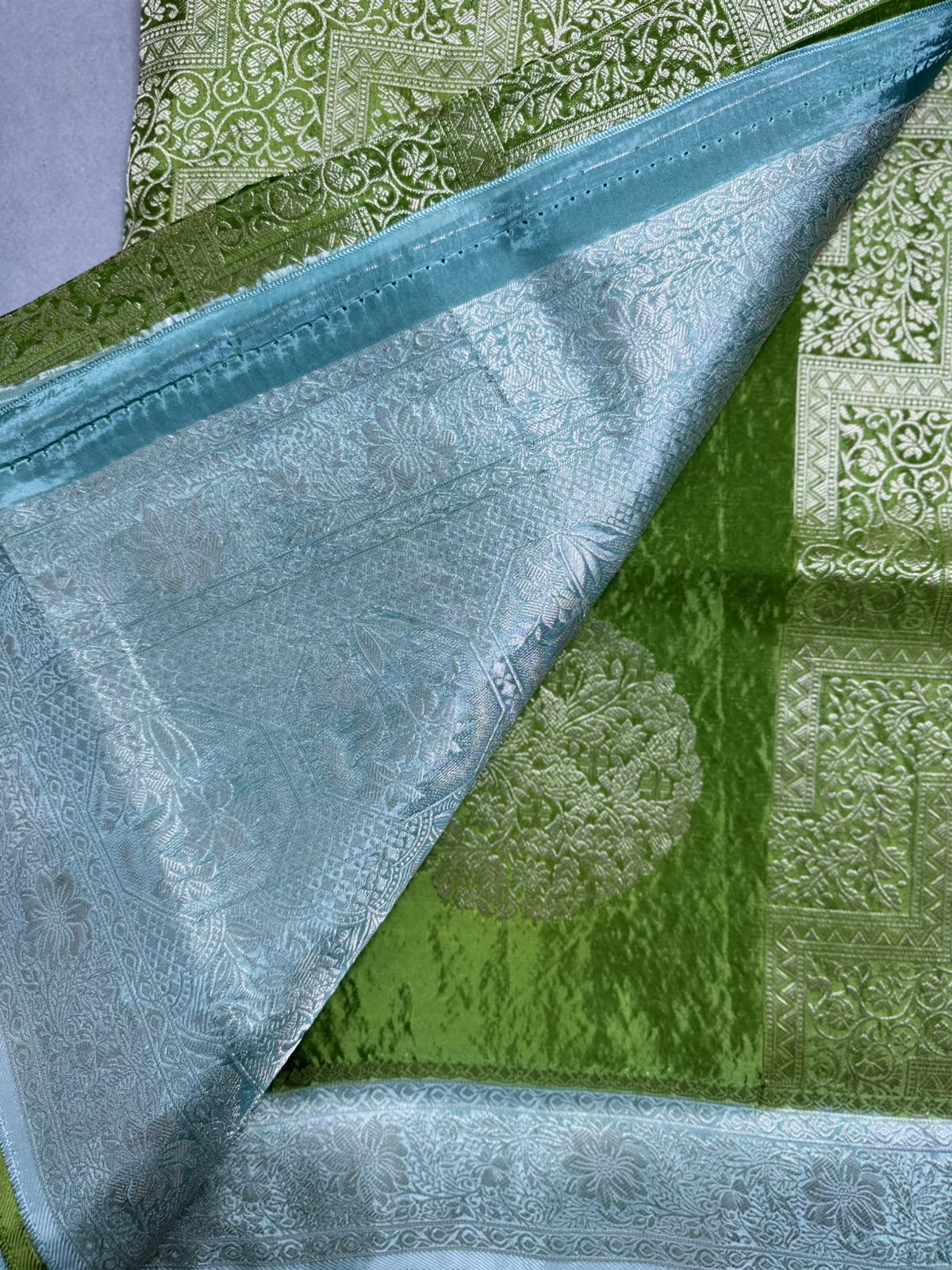 Green Semi Crepe Saree 110