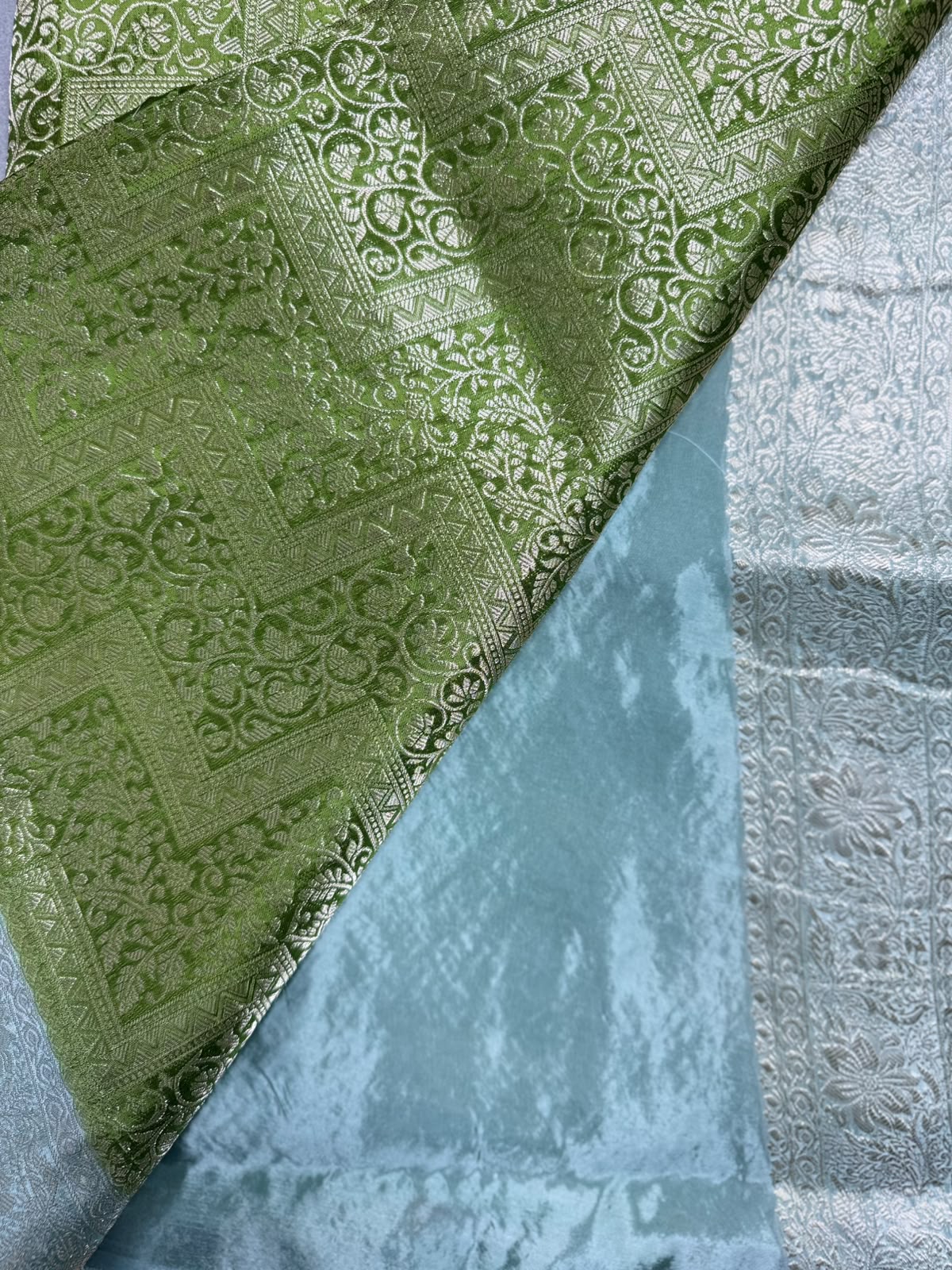 Green Semi Crepe Saree 110
