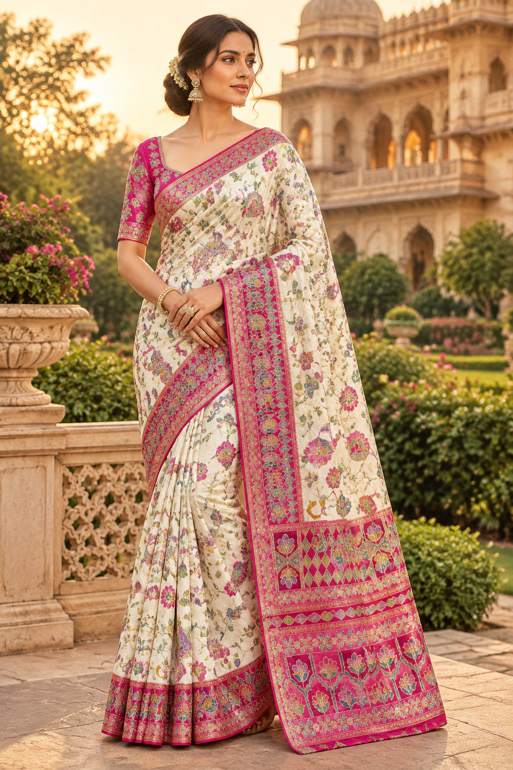 Gold Pashmina Georgette Saree 110