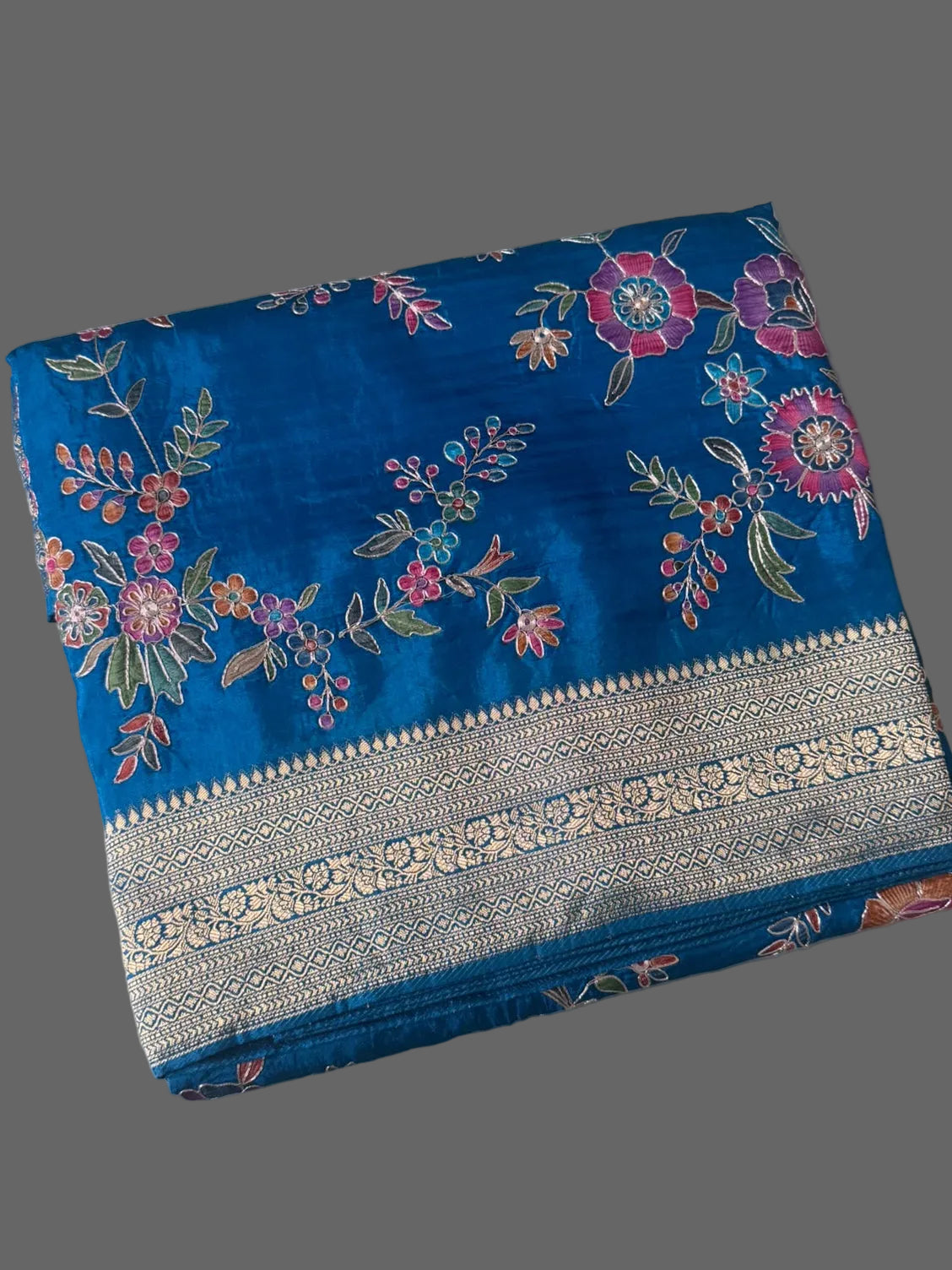 Peacock blue Pashmina Georgette Saree 110