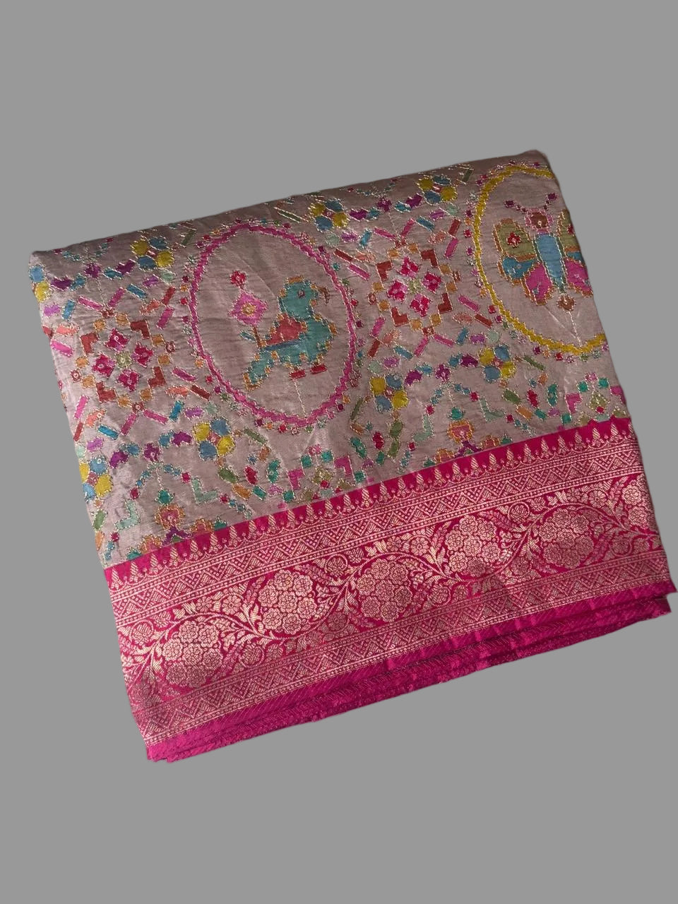 Silvery beige Pashmina Georgette Saree 110