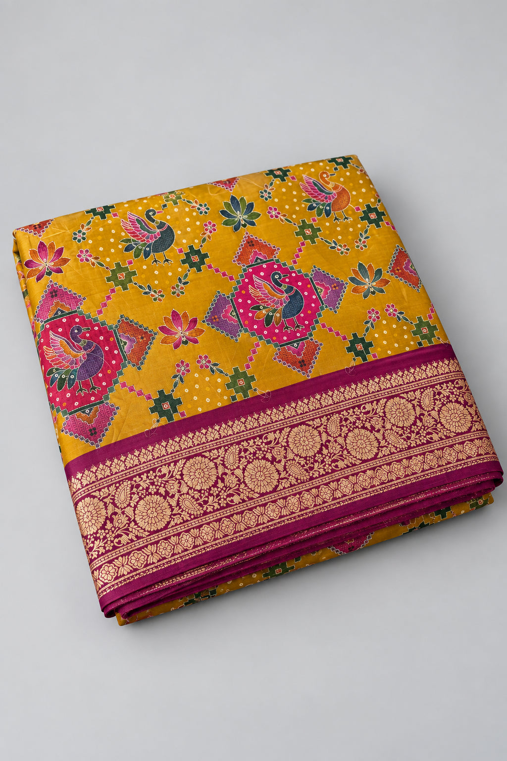 Mustard yellow Pashmina Georgette Saree 110