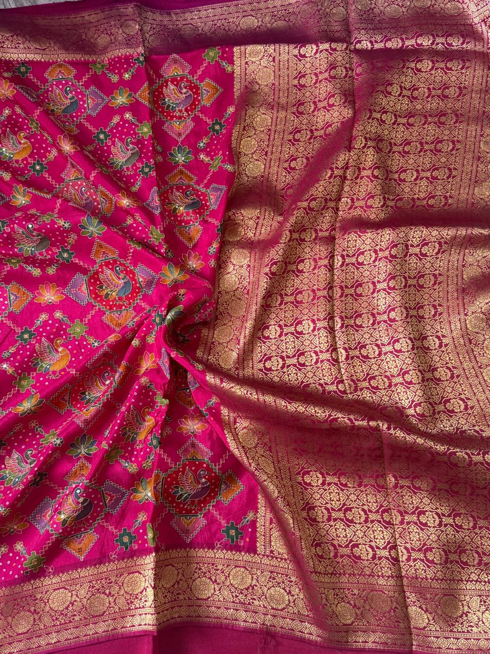 Rani Pink Pashmina Georgette Saree 110
