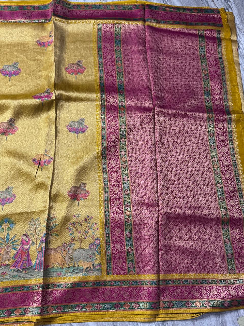 Mustard Yellow  Pashmina Georgette Saree 110