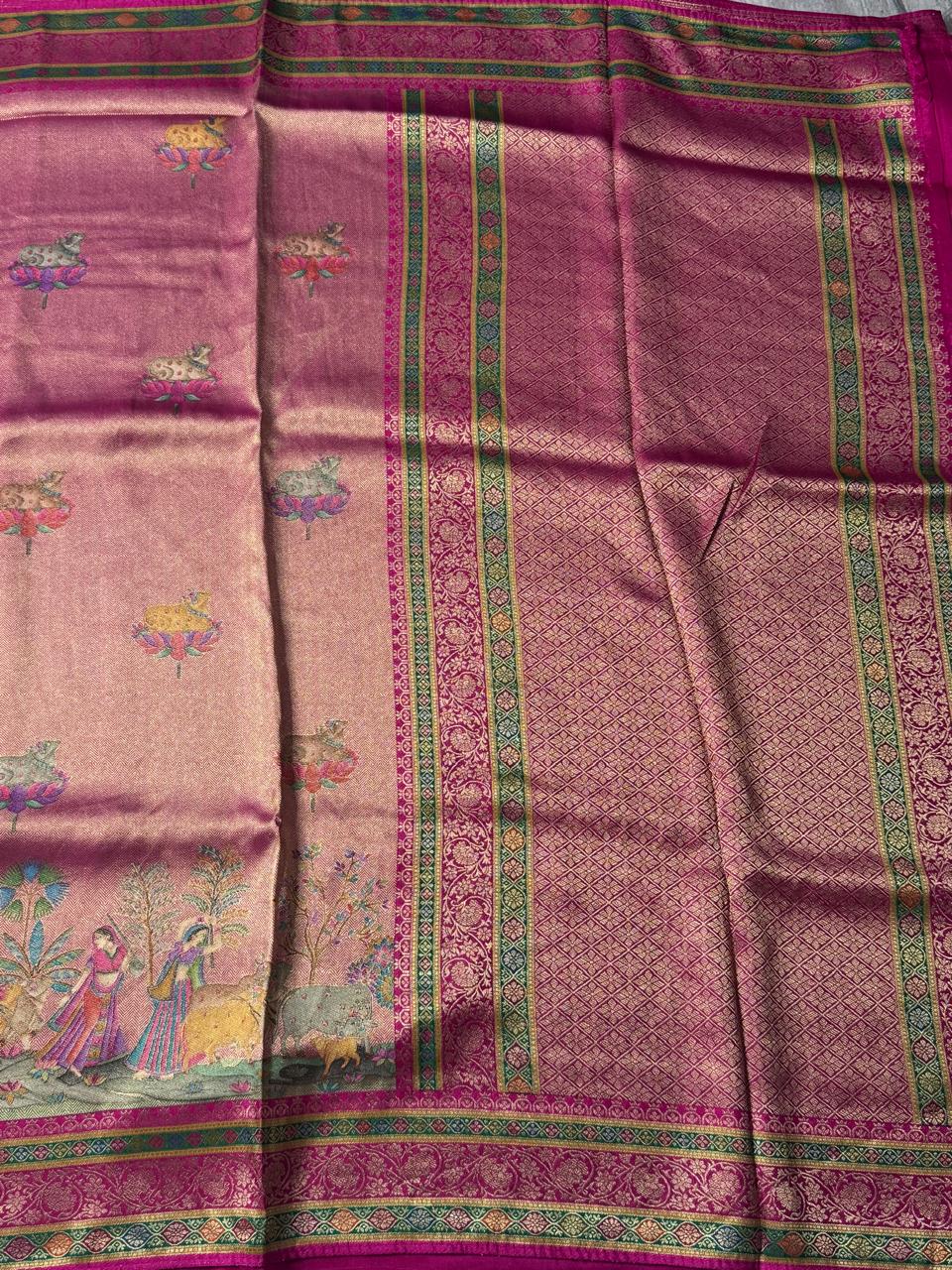 Pink Pashmina Georgette Saree 110