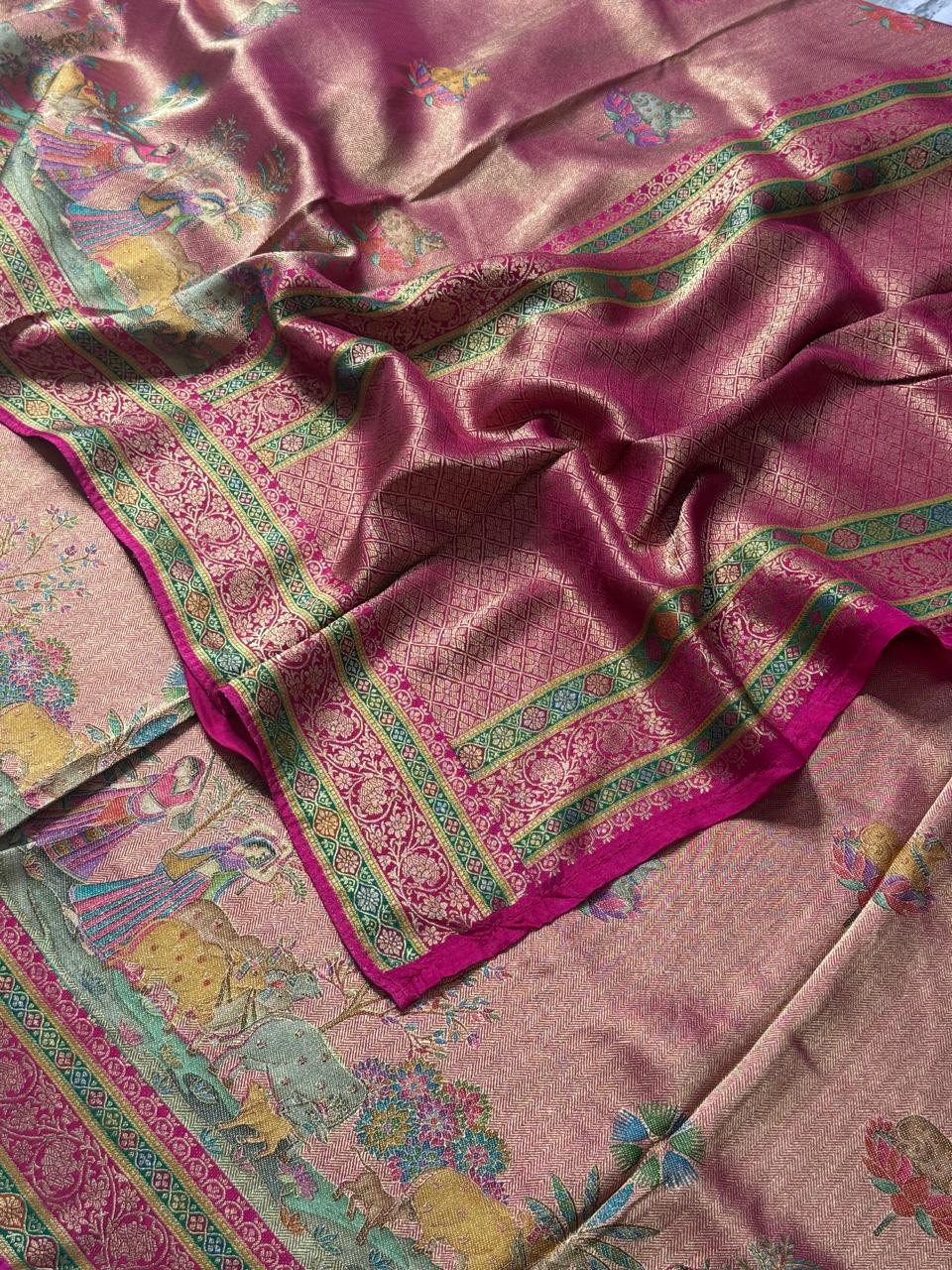 Pink Pashmina Georgette Saree 110