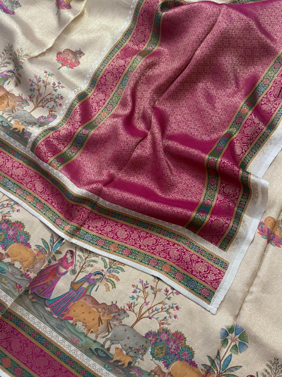 Golden  Pashmina Georgette Saree 110
