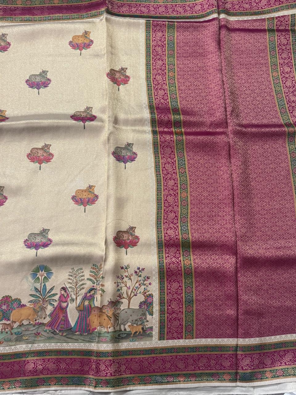 Golden  Pashmina Georgette Saree 110