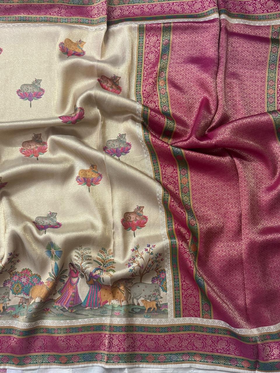 Golden  Pashmina Georgette Saree 110
