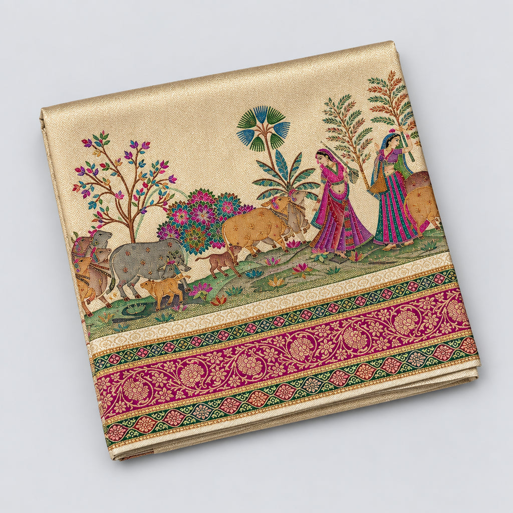 Golden  Pashmina Georgette Saree 110