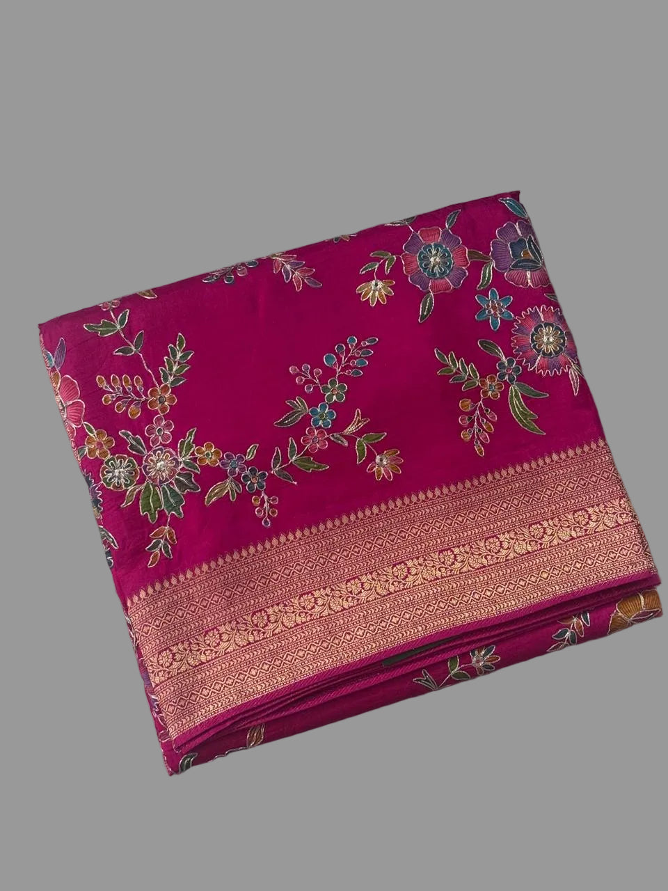 Rani Pink Pashmina Georgette Saree 110
