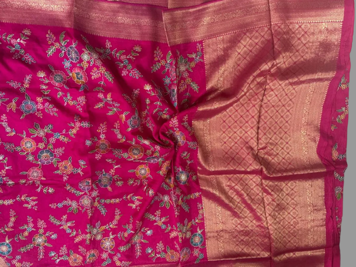 Rani Pink Pashmina Georgette Saree 110