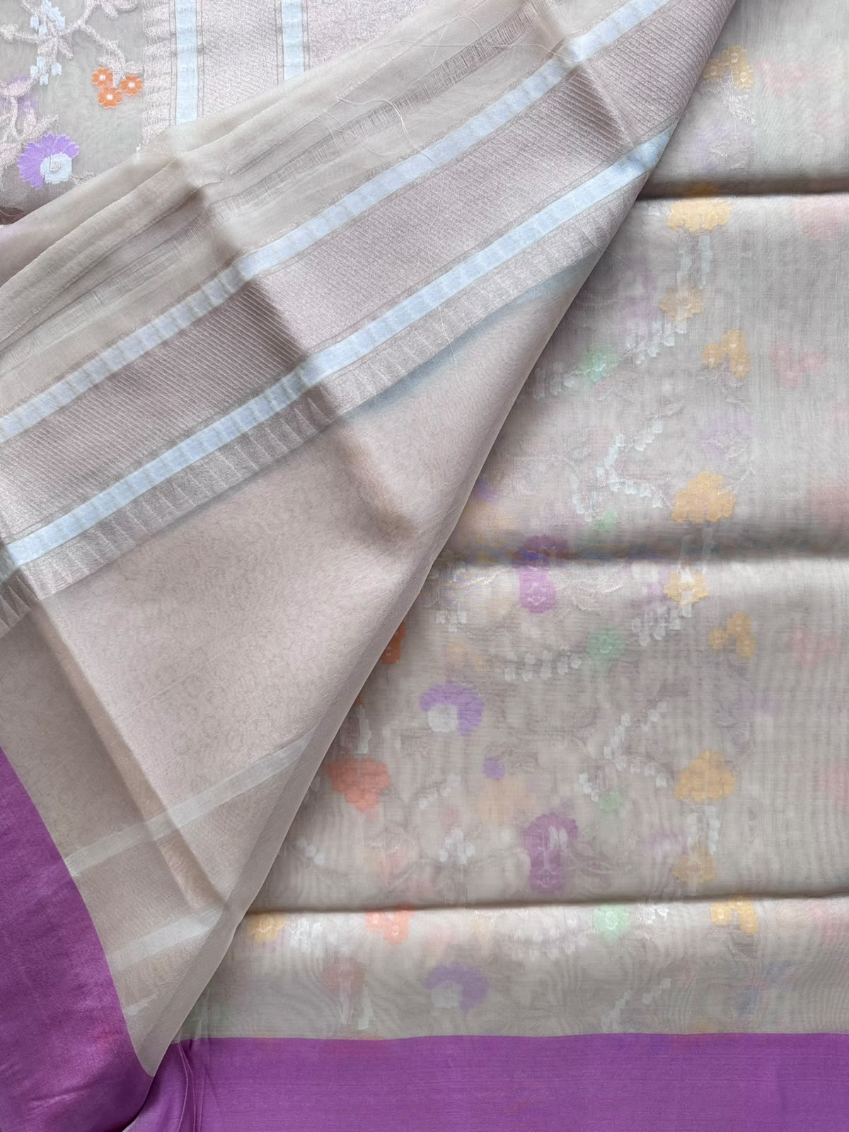 Cream Pure Jamdani Saree (Swara)