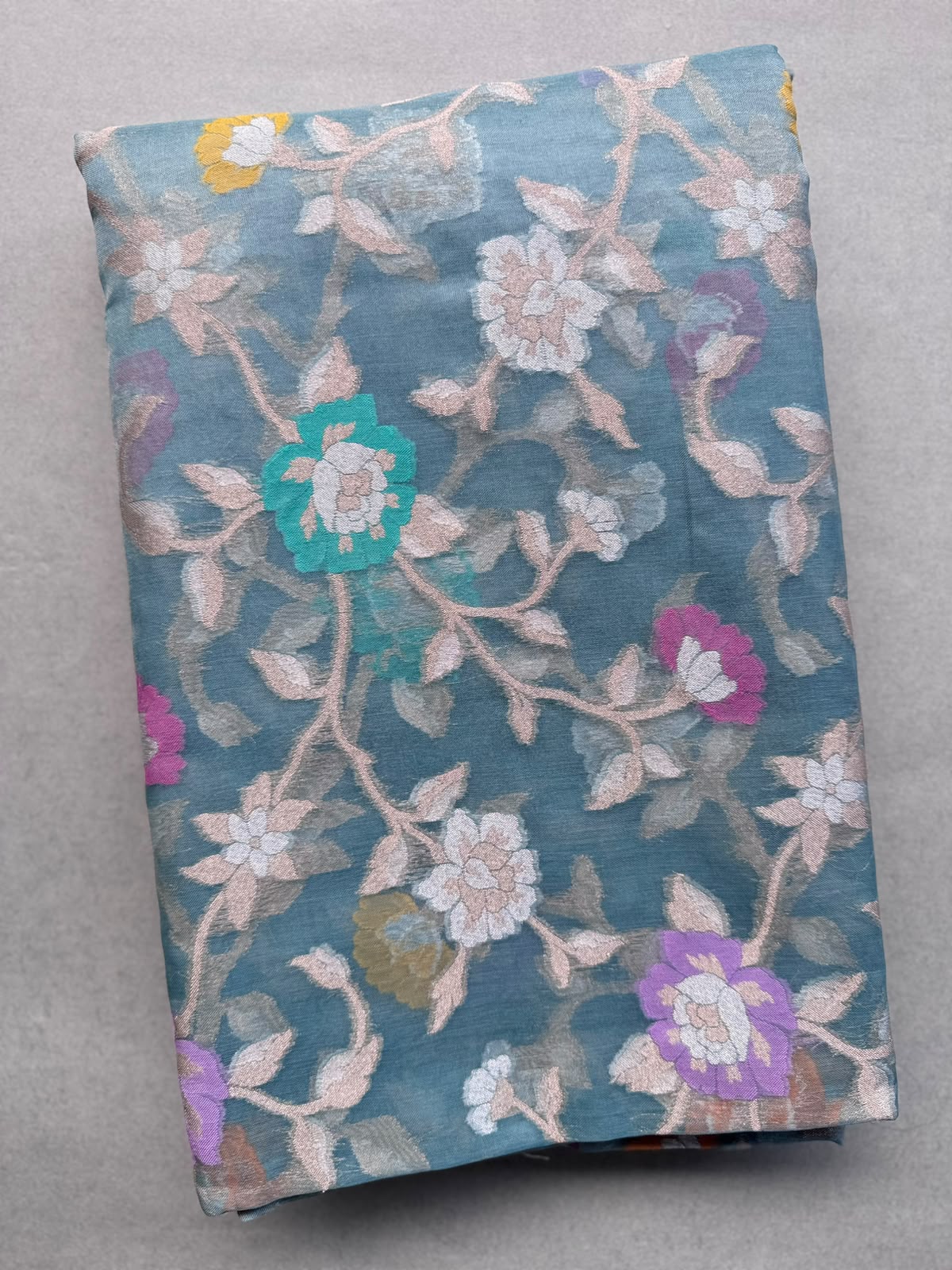 Blue Pure Jamdani Saree (Swara)
