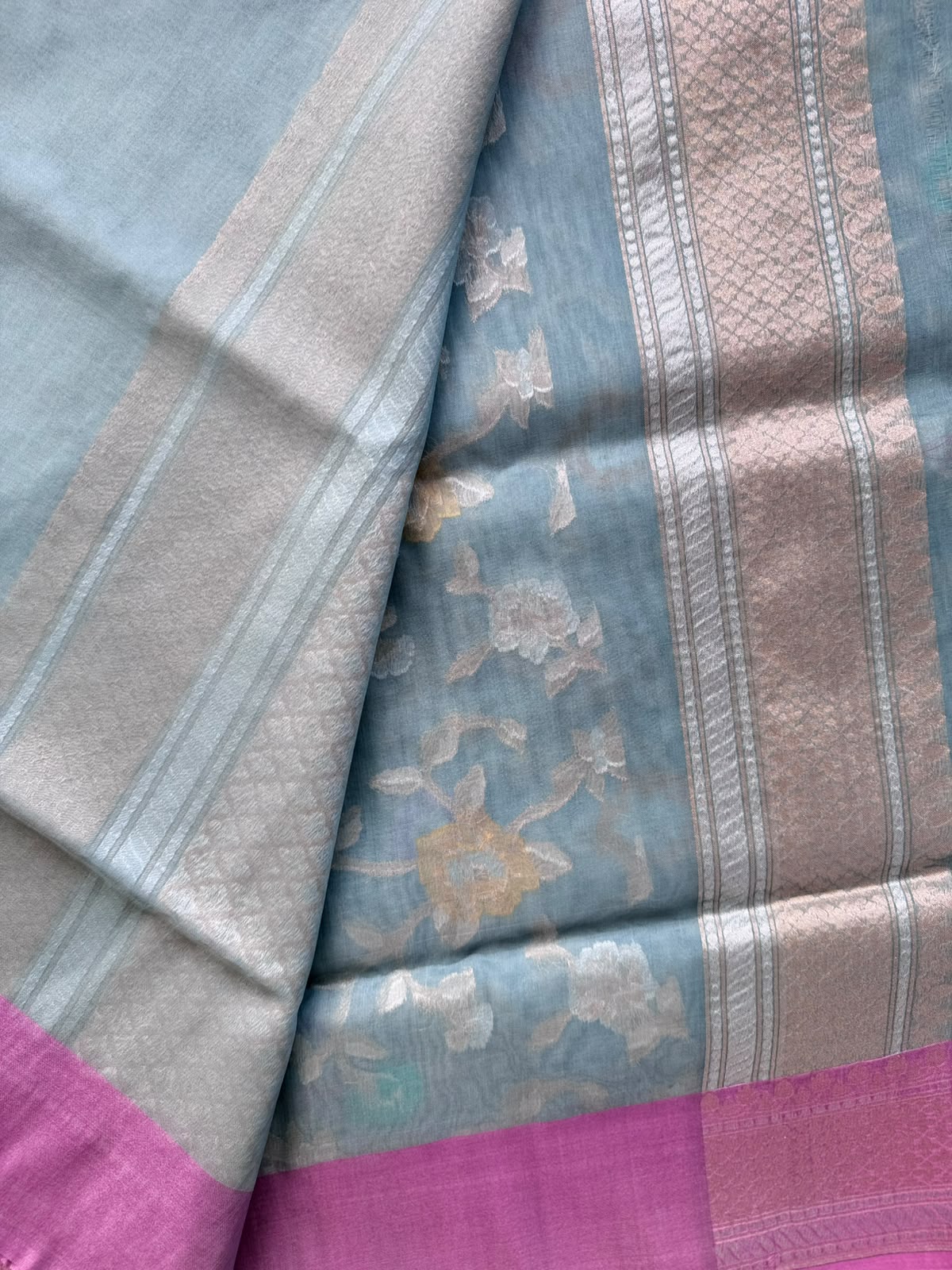 Blue Pure Jamdani Saree (Swara)