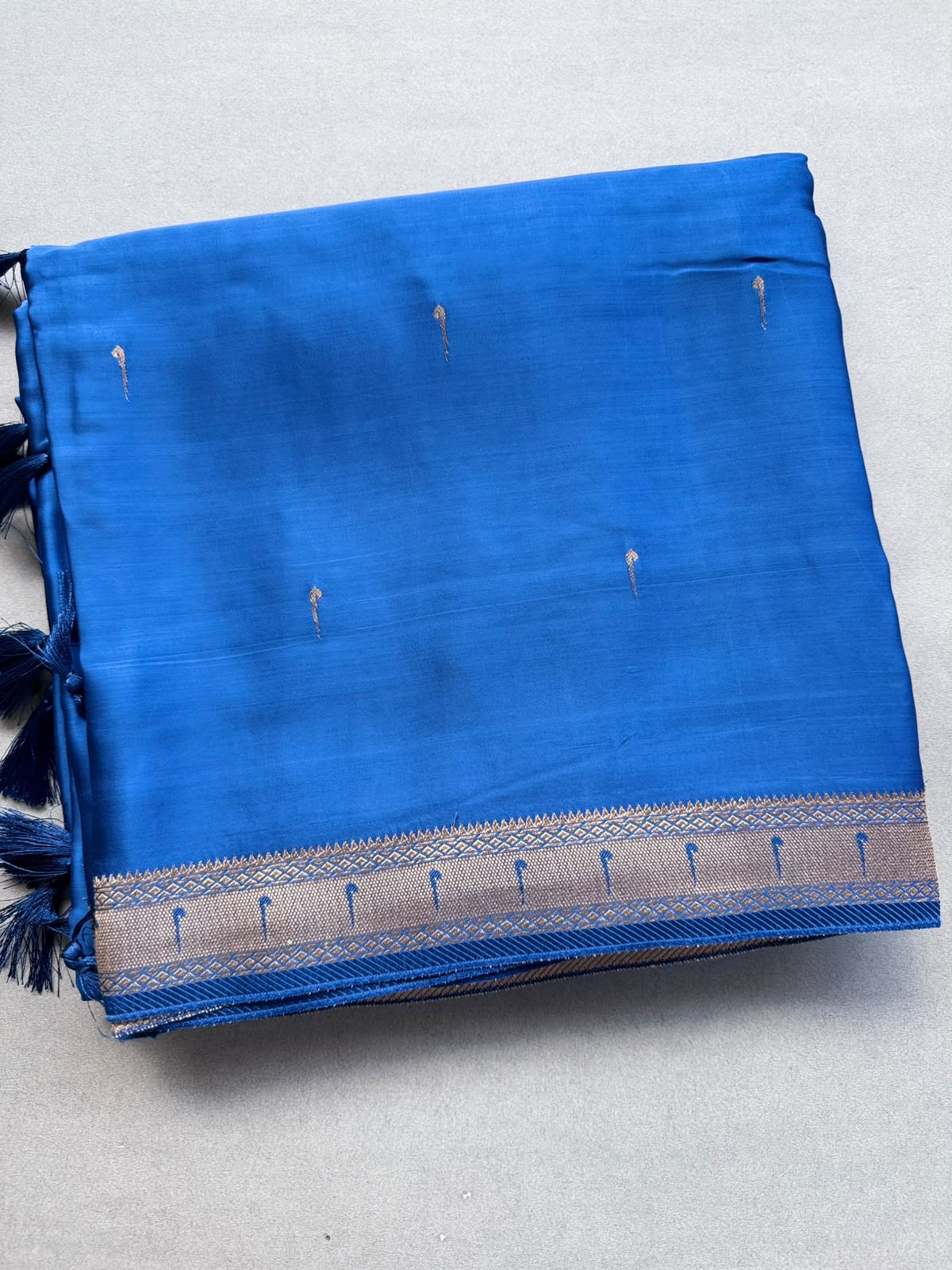 Blue Satin Paithani Saree 110