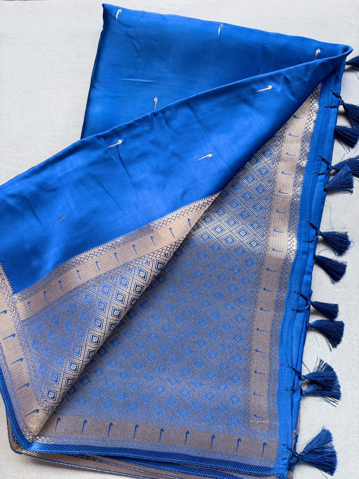 Blue Satin Paithani Saree 110