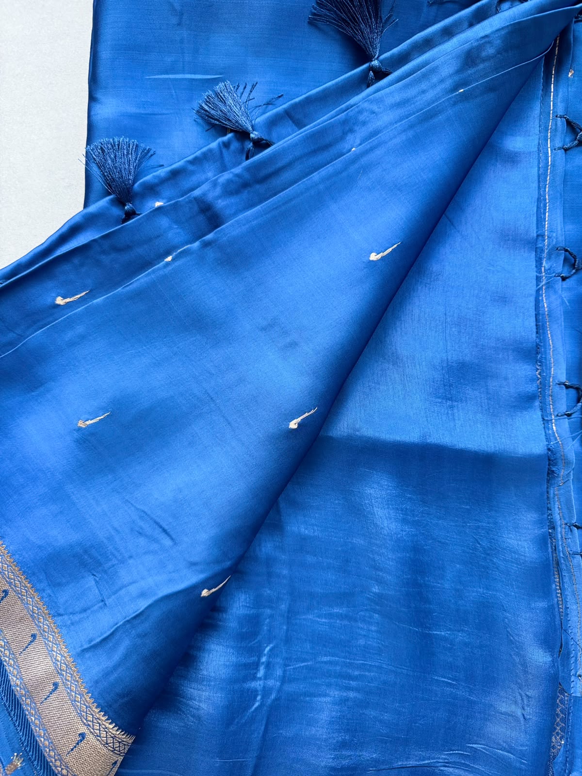 Blue Satin Paithani Saree 110