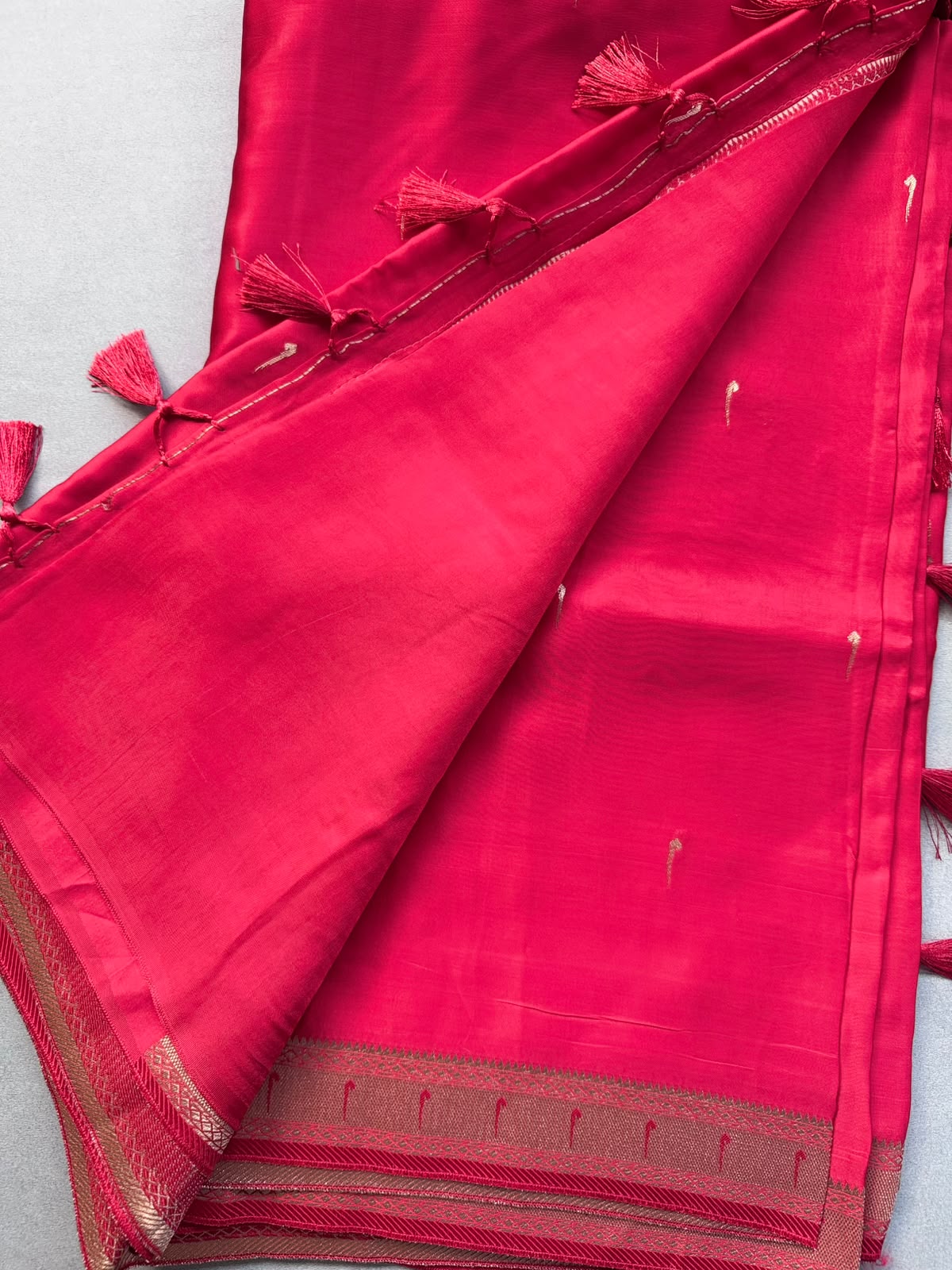 Red Satin Paithani Saree 110