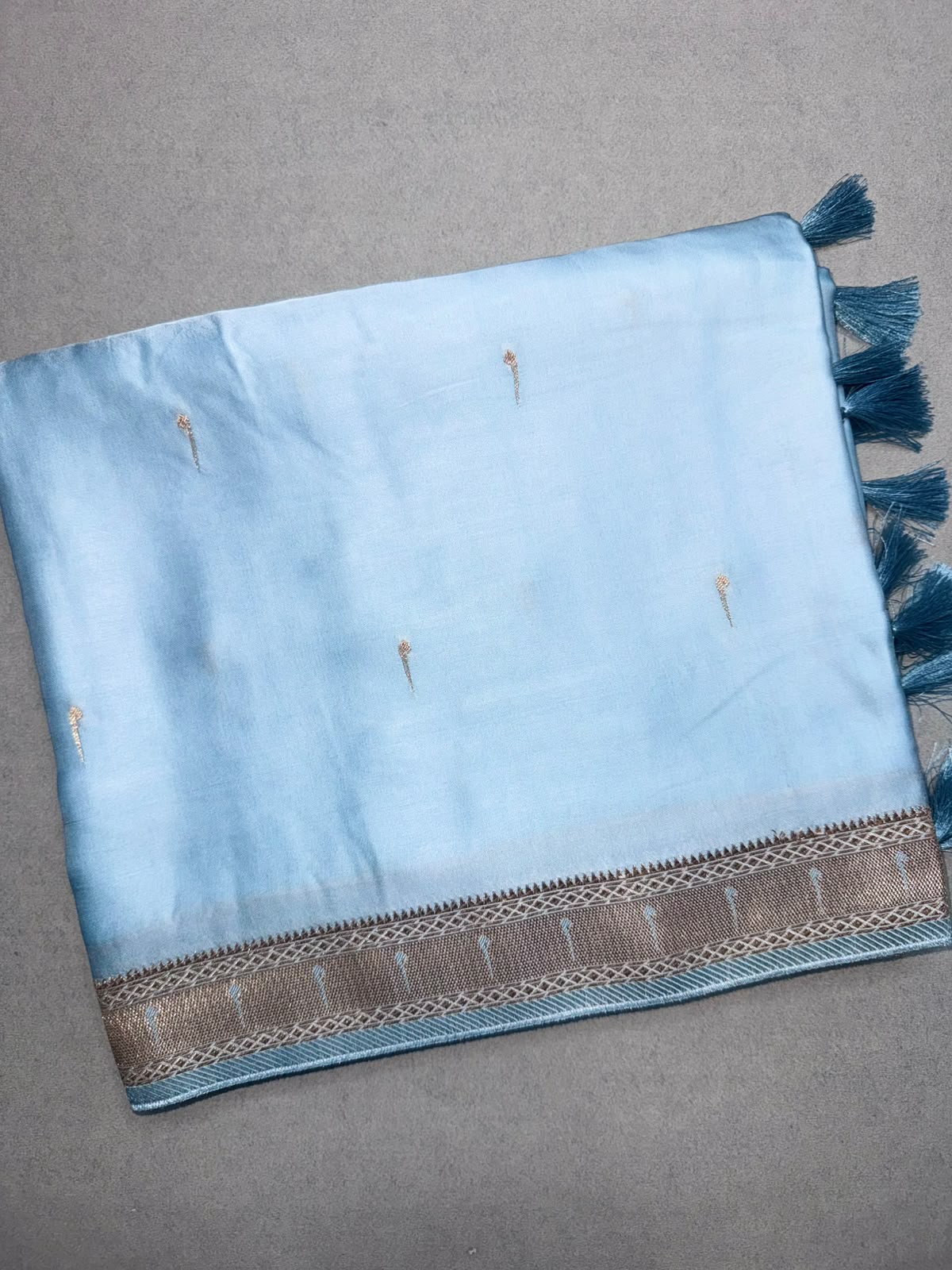 Blue Satin Paithani Saree 110