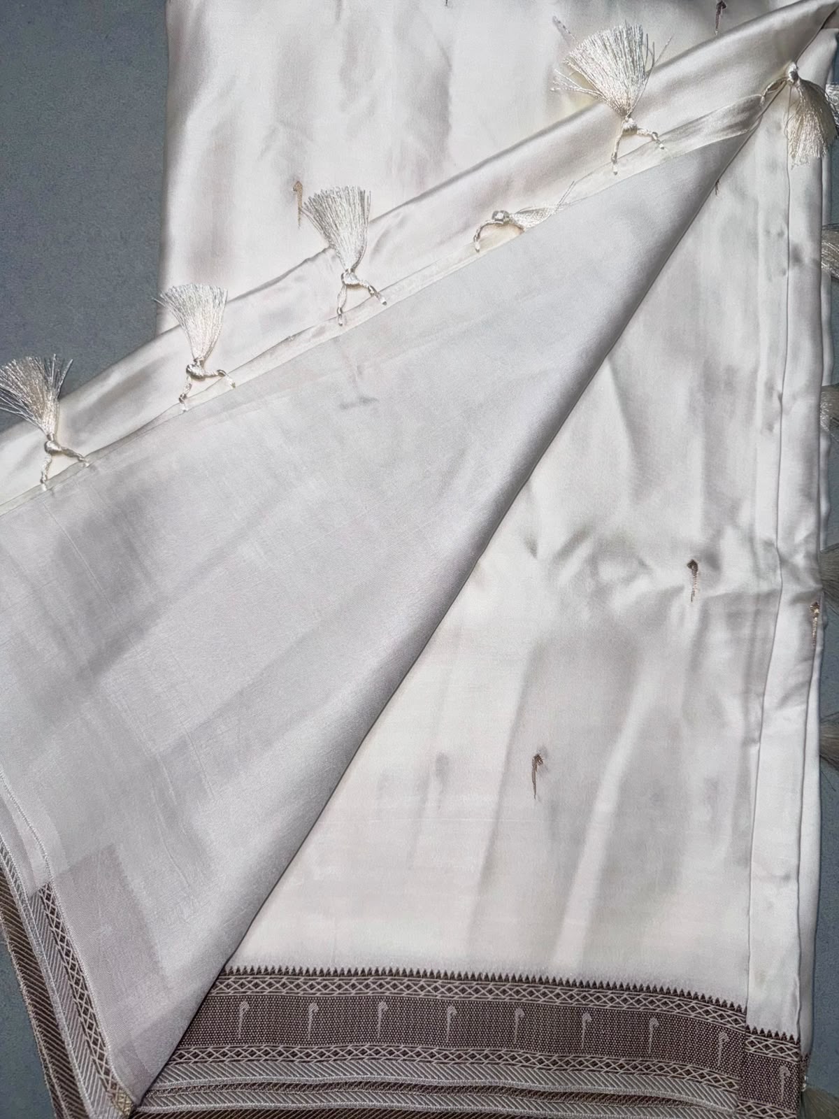 Cream Satin Paithani Saree 110