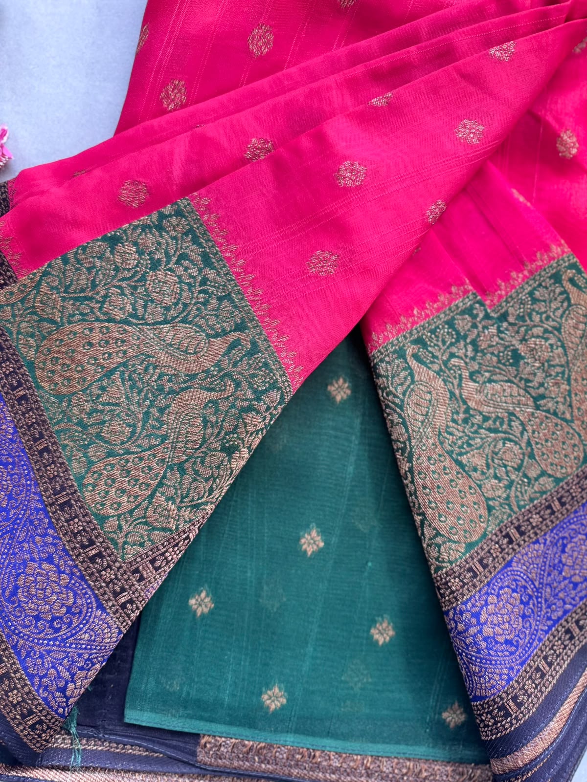 Pink 3D Border Tussar Georgette Saree 110