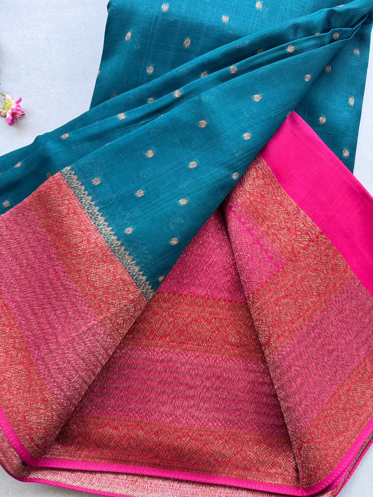 Bottle Green 3D Border Tussar Georgette Saree 110