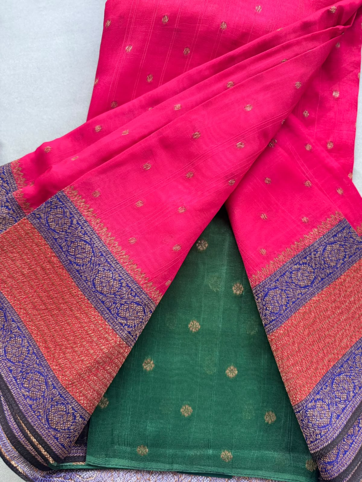 Pink 3D Border Tussar Georgette Saree 110